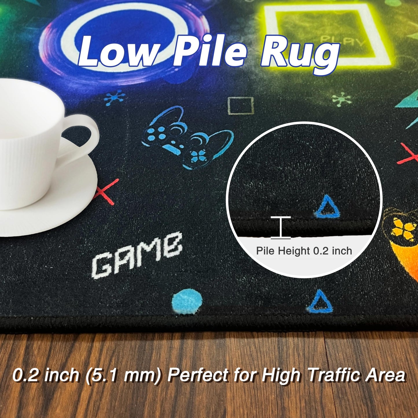 Gaming Rugs for Bedroom Boys, 3x5 Gamer Rug for Boys Room, Gaming Room Decor Accessories for Teen, Non-Slip Machine Washable Game Carpet, Gamer Bedroom Decor