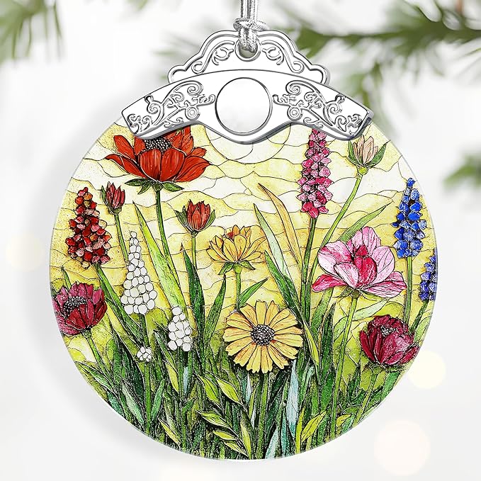 Wildflower Ornament – Christmas Decoration & Christmas Ornament; Stained Glass Holiday Decoration (Holiday Present, Bauble Present, Gift Idea, Gift Exchange) | Heirloom Keepsakes