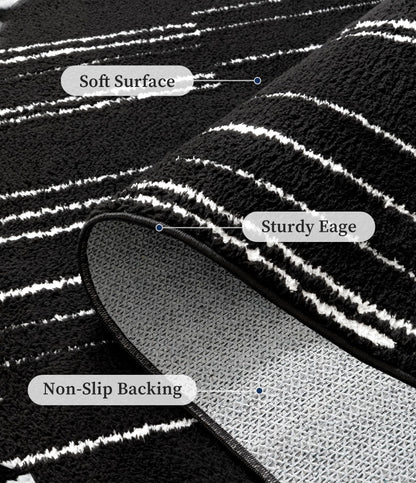 YIHOUSE 5x7 Abstract Striped Area Rug, Modern Washable Stain Resistant Rugs Non Slip, Soft Indoor Floor Carpet for Living Room, Bedroom,Dining Room, Black and White