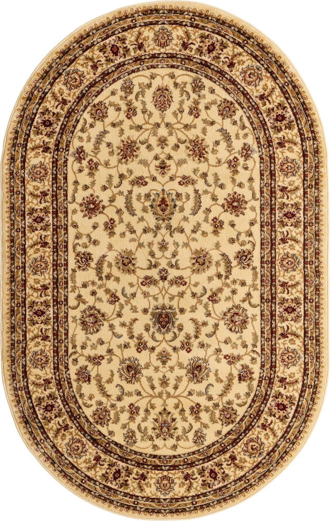 Unique Loom Voyage Collection Traditional Oriental Classic Area Rug (5' 0 x 8' 0 Oval, Ivory/Gold)