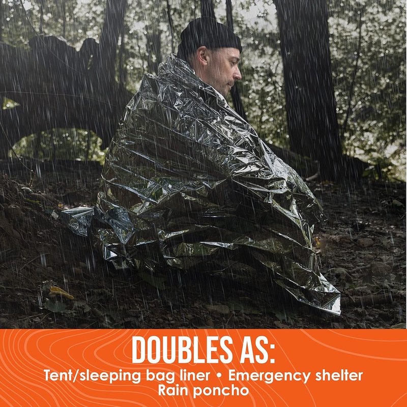 Emergency Survival Blankets - Mylar Thermal Blankets for Home, Camping & Hiking | 12 Pack, Compact & Lightweight