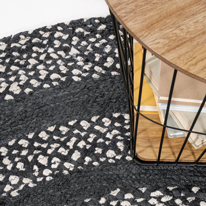JONATHAN Y Abyss Braided Jute Black/White 5' Round Indoor Area Rug, Bohemian, Classic, Coastal, Easy-Cleaning for Living Room, Bedroom, Kitchen, Pet Friendly, Non-Shedding (RNF117C-5R)