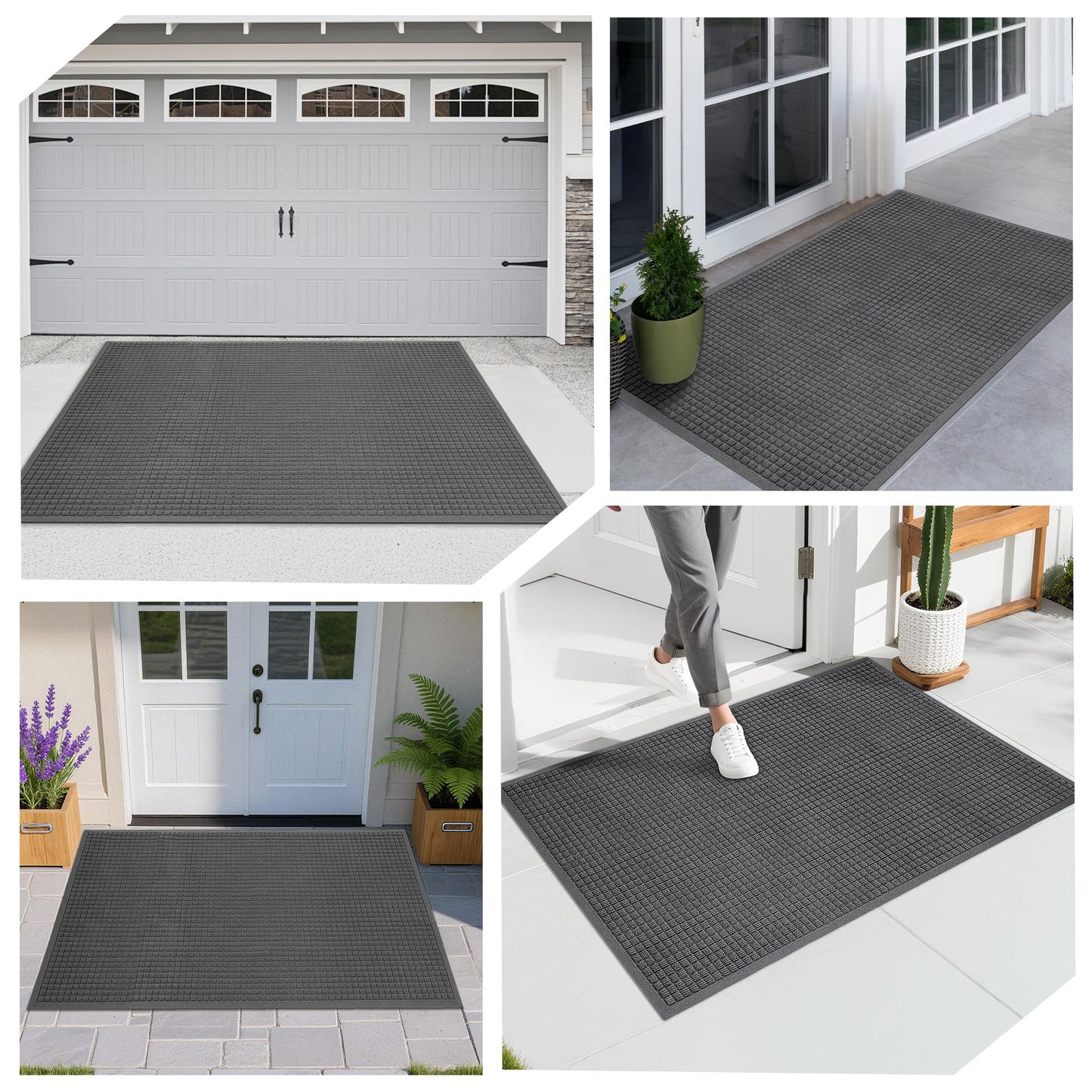 Cybstrax Front Door Mat Indoor Outdoor, 36"x48" Heavy Duty All-Weather Doormat, Non-Slip Waterproof Absorbent Commercial Floor Mat for Garage, Patio, High Traffic Areas