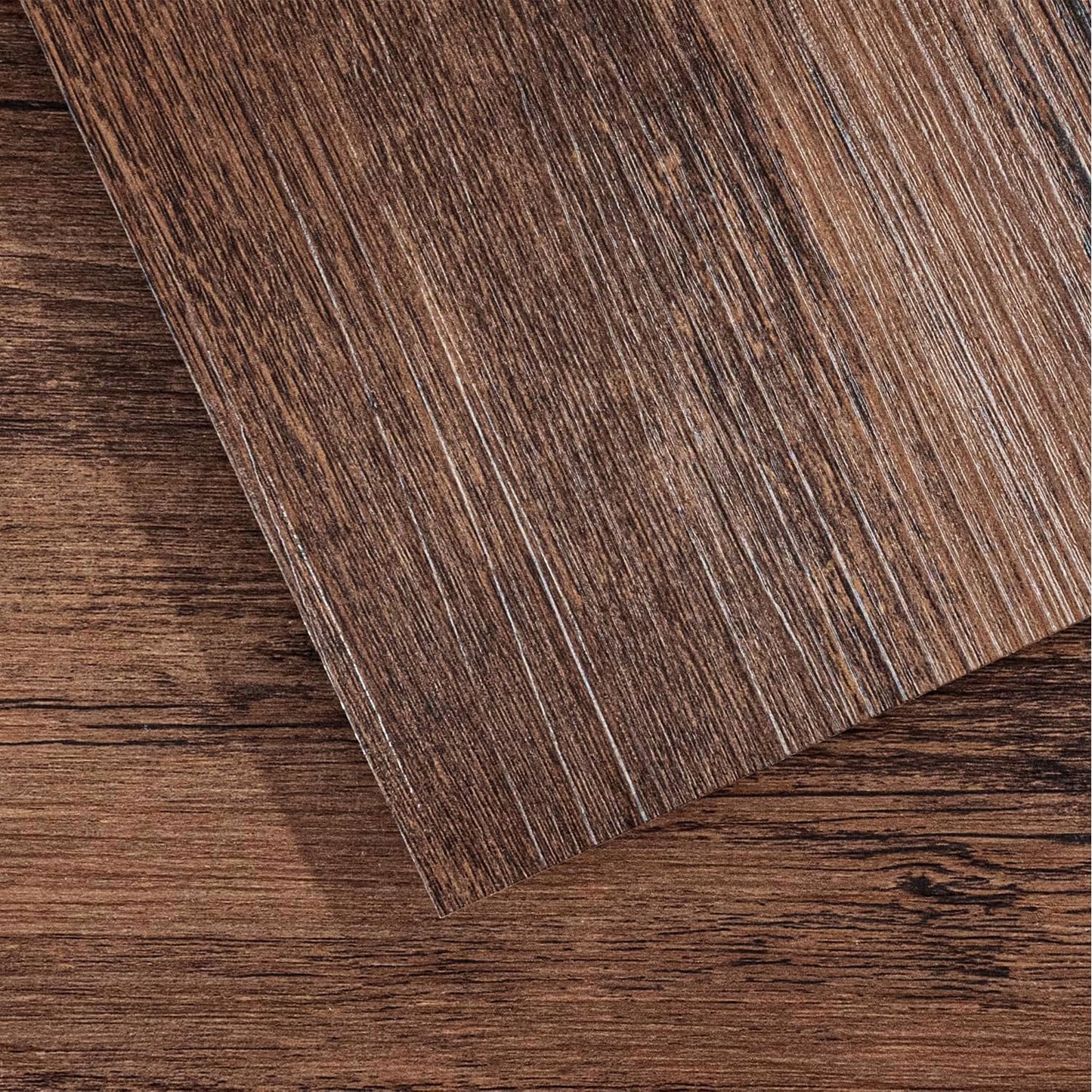 VallisCo Peel and Stick Vinyl Flooring 36 Pack 54 Sq.Ft, Waterproof Vinyl Flooring Peel and Stick for Office, Living Room, Bathroom, Kitchen - Unique Design, Easy to Install Floor, Brown