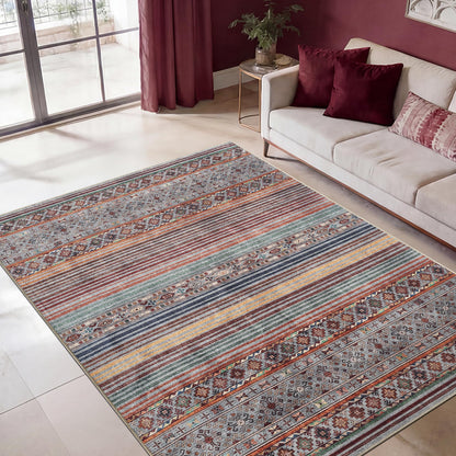 Keen Home Design 48"x72" Rug - Machine Washable Area Rug with Non-Slip Backing, Ideal for Living Room, Dining Room, Bedroom - Vintage, Easy Clean, Durable, Low Pile Rug - (4' x 6')
