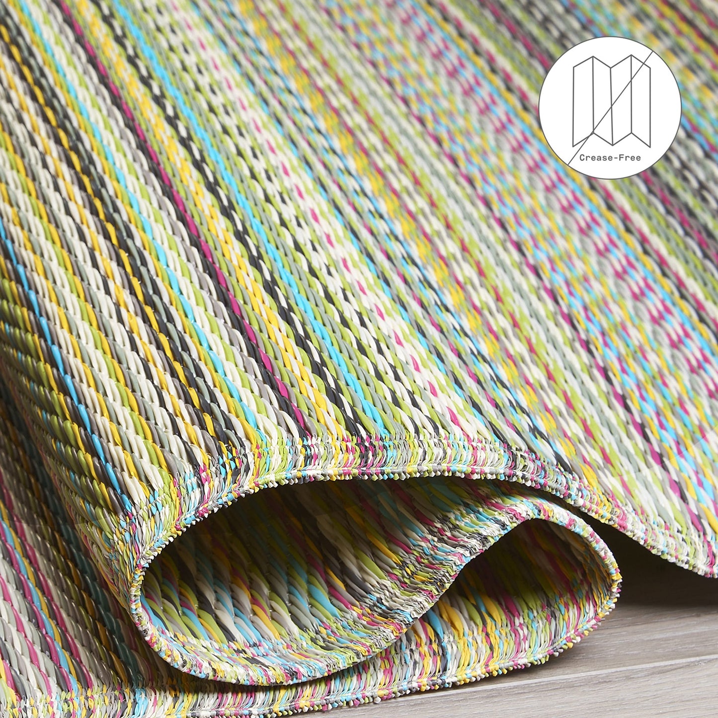 Fab Habitat Outdoor Rug - Waterproof, Fade Resistant, Crease-Free - Premium Recycled Plastic - Striped - Patio, Deck, Porch, Balcony, Laundry Room - Cancun - Candy - 4 x 6 ft