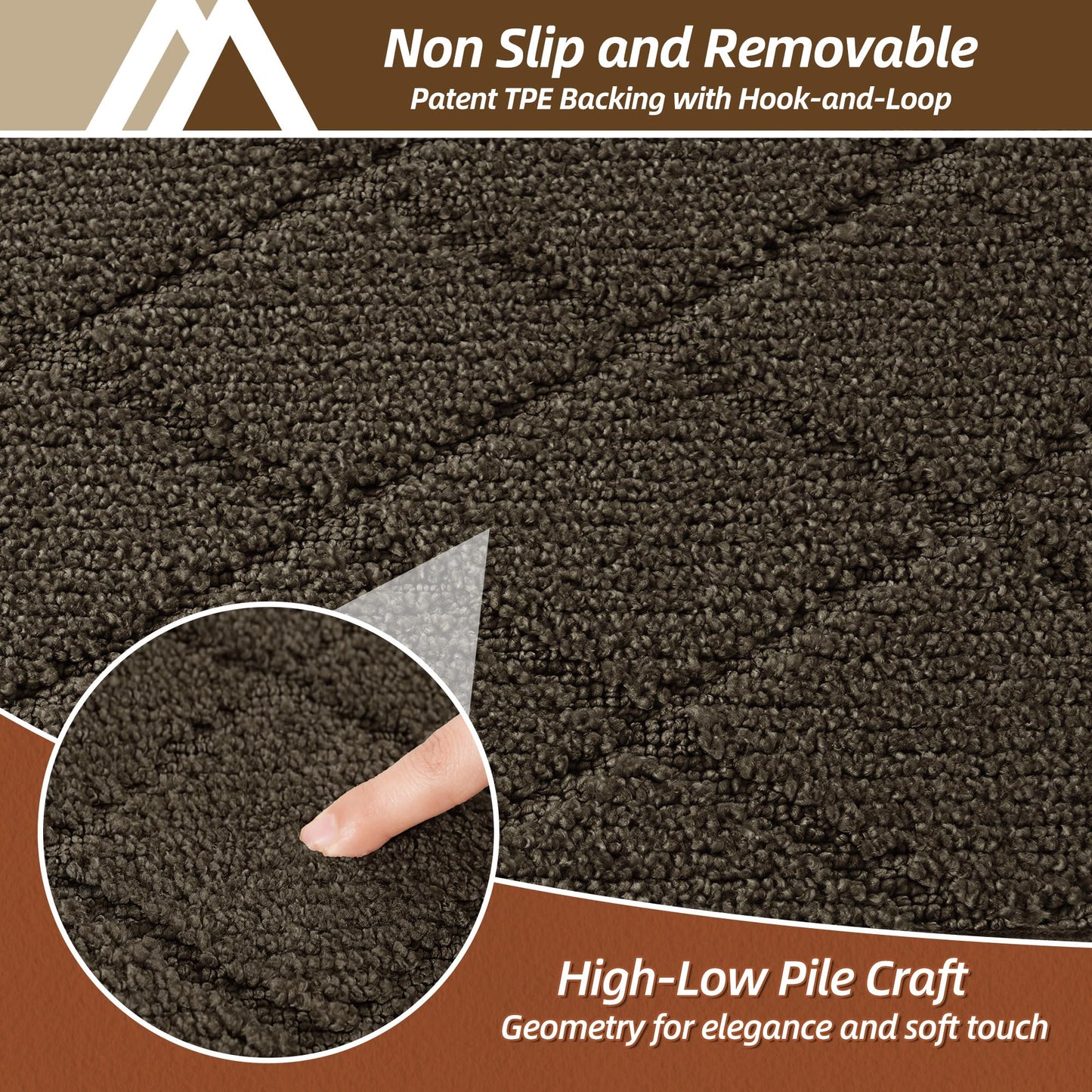 COSY HOMEER Bullnose Carpet Stair Treads, 3 Pack Peel and Stick Non-Slip Stair Treads for Wooden Steps Indoor, 11" x 30" Washable Pet Friendly Stair Runner with Edge Protection for Kids Elders, Brown