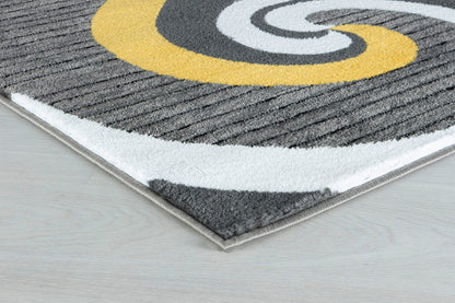 GLORY RUGS Modern Area Rug Swirls Carpet Bedroom Living Room Contemporary Dining Accent Sevilla Collection 4817A (Yellow, 5x7)