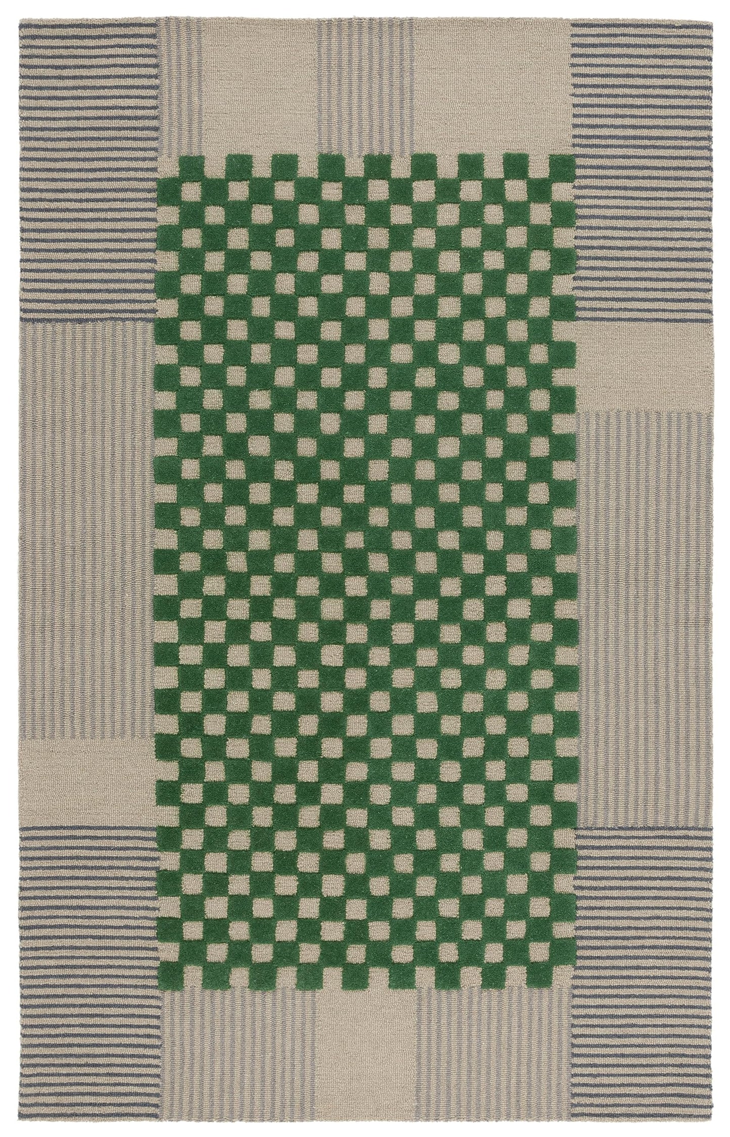 SAFAVIEH Genre Collection Area Rug - 4' x 6', Grey & Green, Handmade Wool, Ideal for Living Room, Bedroom, Dining (GRE207F-4)