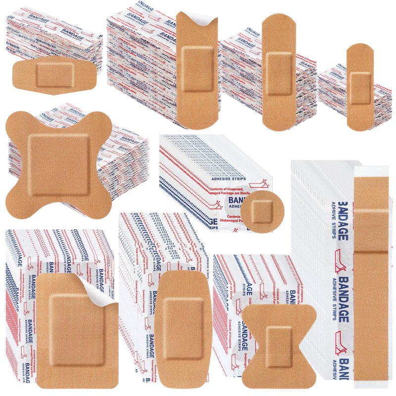 Geiserailie 300 Pcs Adhesive Bandages Family Variety Pack Fabric and Waterproof Assorted Bandages Bulk Sterile Individually Wrapped Bandages for First-Aid, Scrapes, Fingers (Flexible Fabric Bandage)