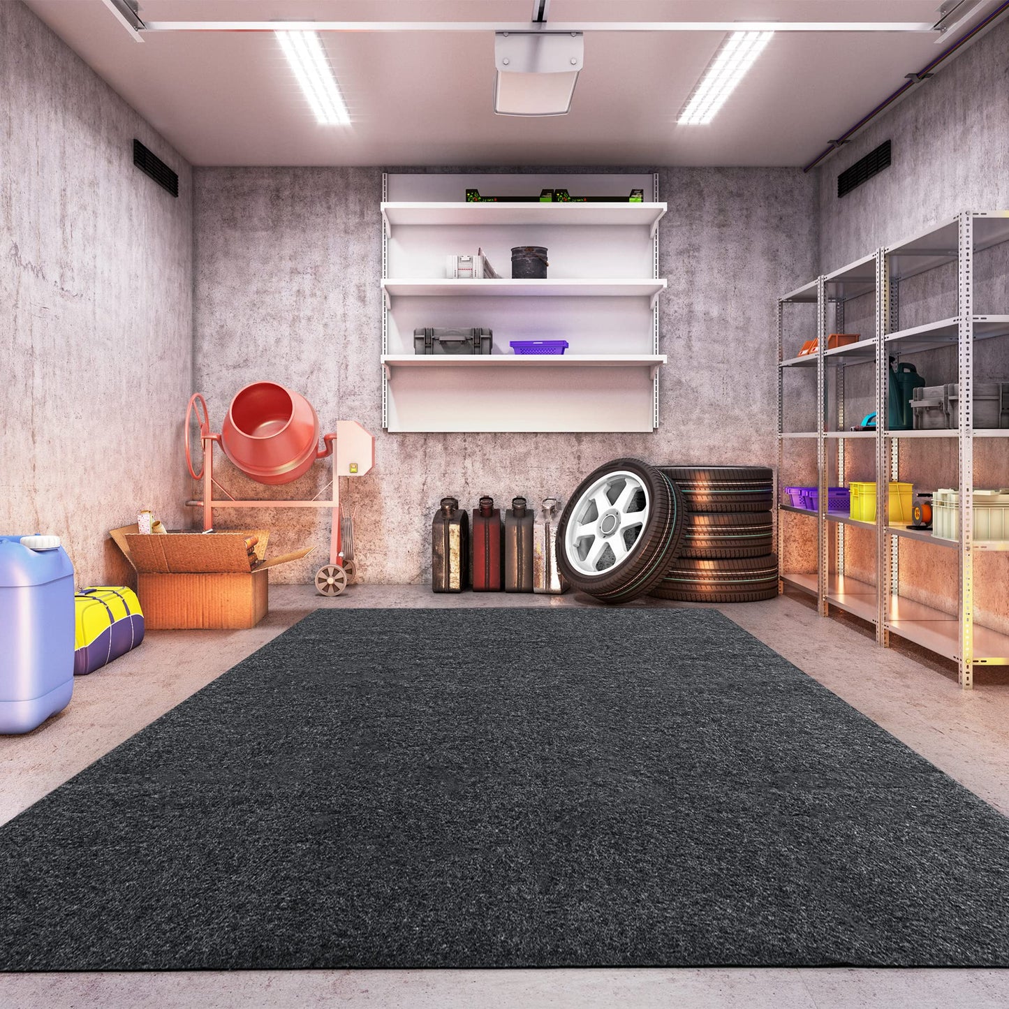 HOMBYS Extra Large Garage Floor Mats for Under Car, Dark Grey Garage Flooring Rug, Motorcycle Oil Spill Mat, Absorbent Oil Garage Parking Mat 7’4”x17', Non Slip and Waterproof Backing