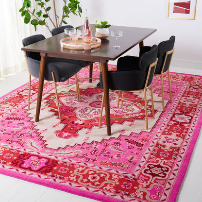 SAFAVIEH Area Rug 8x10 - Bellagio Collection - Large - Red Pink & Ivory, Handmade Wool, Medallion Design, Ideal for Living Room, Bedroom, Office, Dining Space (BLG545A)