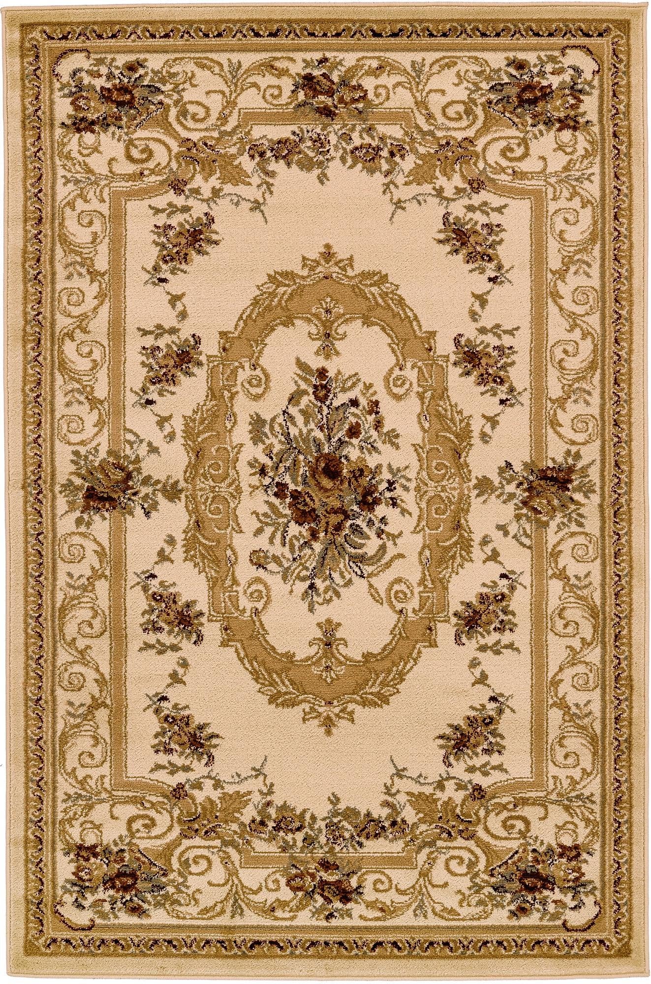 Unique Loom Versailles Collection Traditional Classic Floral Motif Area Rug (4' 0 x 6' 0 Rectangular, Ivory/ Tan)