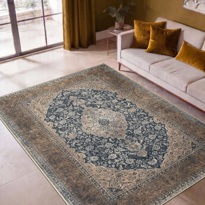 Keen Home Design 5x7 Rug - Machine Washable Area Rug with Non-Slip Backing, Ideal for Living Room, Dining Room, Bedroom - Vintage, Easy Clean, Durable, Low Pile Rug - (5' x 7')