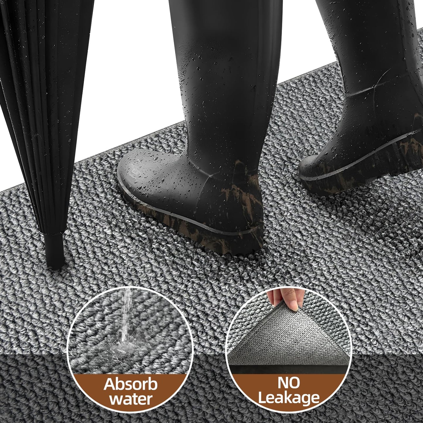 Indoor Door mat 32"x48", Dirt Trapper Door Mat, Non-Slip Washable Entrance Mat, Dirt Resistant and Absorbent Welcome Mat,Low-Profile Doormat for Entryways, Front Doors, and Indoor Entrances, Grey