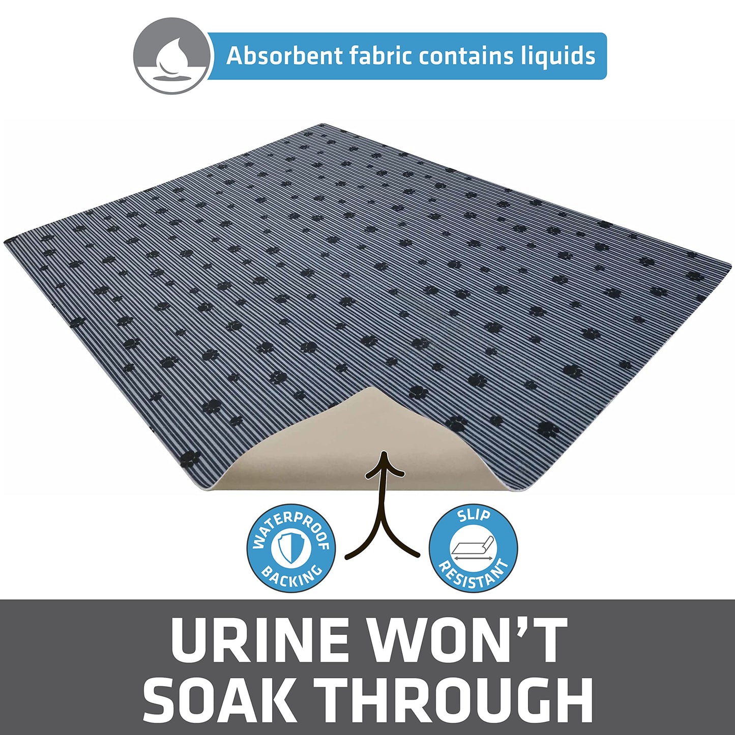 Drymate Cat Litter Box Mat, Litter Trapping Mat, Waterproof, Urine-Proof, Absorbent, Machine Washable, Soft on Paws, Contains Mess, Protects Floors, Kitten Supplies, Dark Grey, 28x36 XL