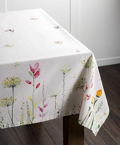 Maison d' Hermine Table Cloth Rectangle Table 100% Cotton 60 x 120 Inches Tablecloth Reusable Decorative for Dining Room, Farmhouse, Home, Party, Festive & Wedding Spring Summer - Botanical Fresh