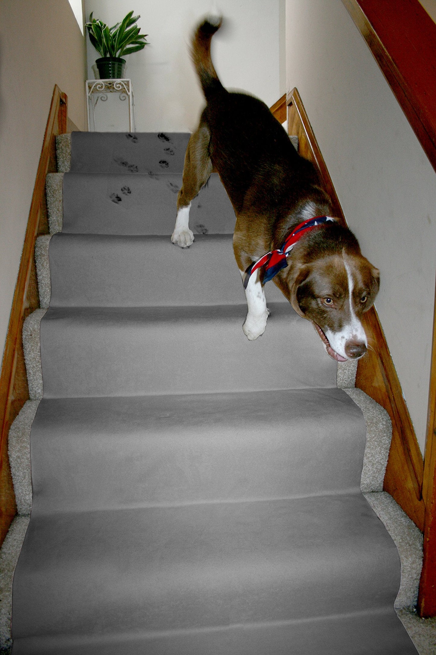 LAMINET Non-Slip Carpet & Stair Protector - Grey, 15' L x 30" W - Low-Pile, Durable, Washable Protector for Carpeted Stairs, Floors, Hallways, and High-Traffic Areas