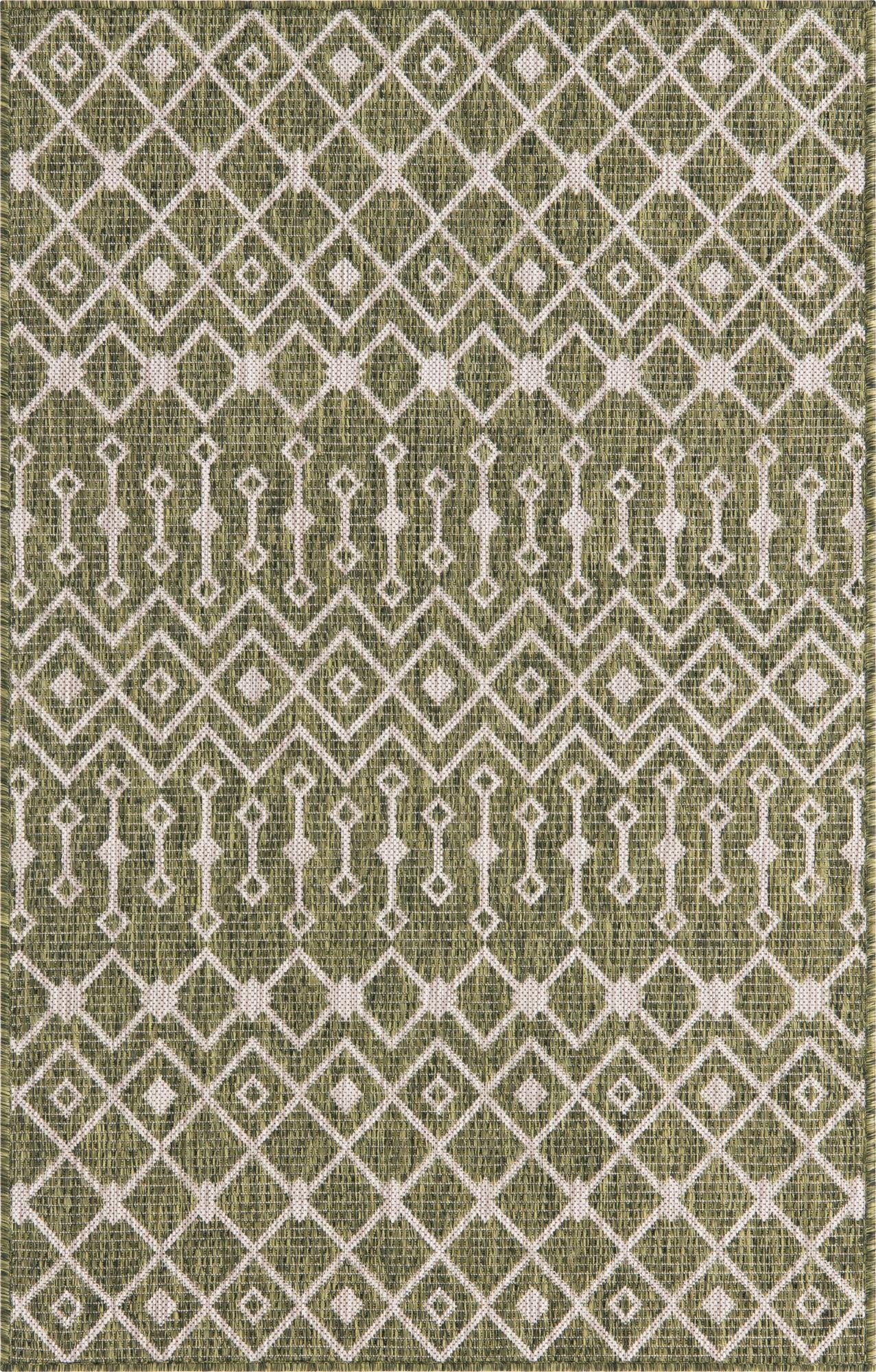 Unique Loom Outdoor Trellis Collection Area Rug - Tribal Trellis (3' 3" x 5' 3" Rectangle, Green/ Natural)