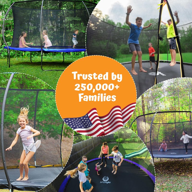 JUMPZYLLA Trampoline Outdoor 8FT 10FT 12FT 14FT 15FT 16FT with Enclosure and Ladder, ASTM Approved Recreational Trampoline for Kids and Adults, Anti-Rust Coated Frame (Pink, 8FT)