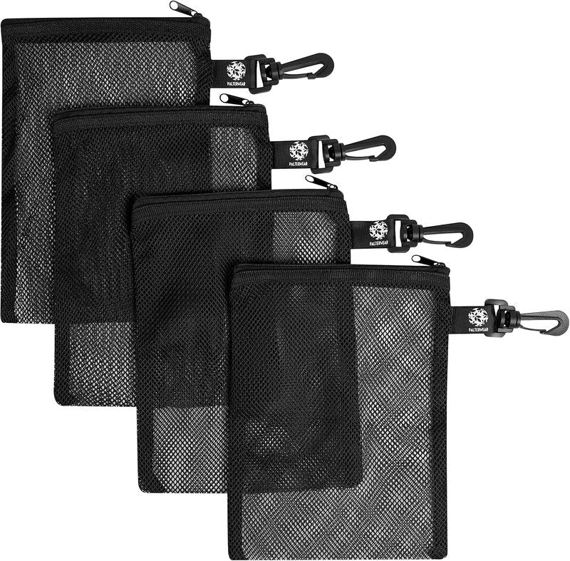 Mesh Zipper Bag Set - Durable Outdoor Trekking & Sailing Storage | 4-Pack (Black, 6 x 8 Inch)