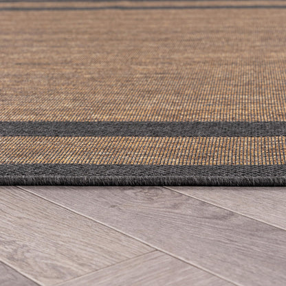Rugshop Border Plain Indoor Outdoor Flat Woven Area Rug,Natural Jute-Style,Easy-Care Patio Rug for Backyard Porch Deck Balcony, 6'6" x 9' Dark Gray/Natural