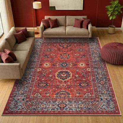 Keen Home Design 6x9 Rug - Machine Washable Area Rug with Non-Slip Backing, Ideal for Living Room, Dining Room, Bedroom - Vintage, Easy Clean, Durable, Low Pile Rug - (6' x 9')