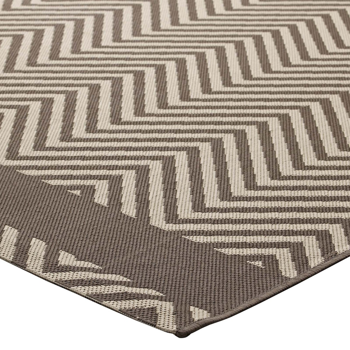 Modway Optica Chevron With End Borders 8x10 Indoor and Outdoor In Light and Dark Beige
