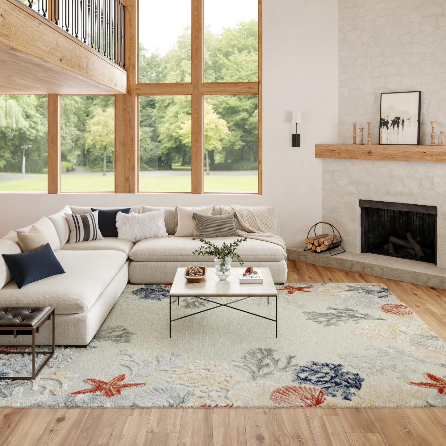 Nourison Home Suncoast Grey Multicolor 7'10" x 9'10" Area Rug - Easy Clean, Non Shedding, Bed Room, Living Room, Dining Room, Kitchen (8' x 10')