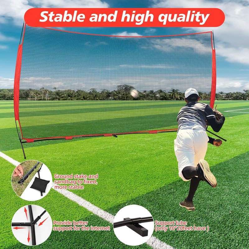 Portable Backstop Net - 7x7ft, 10x16ft & 10x20ft Sizes | Durable Sports Equipment
