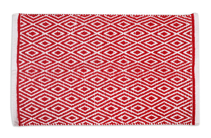 Chenille Cotton Diamond Runner Rug 2x5 Feet - Red, Reversible Washable Soft Floor Runners Ideal for Kitchen, Hallway, Bedroom, Bathroom | Farmhouse Boho Indoor Use Rugs for Patio Décor