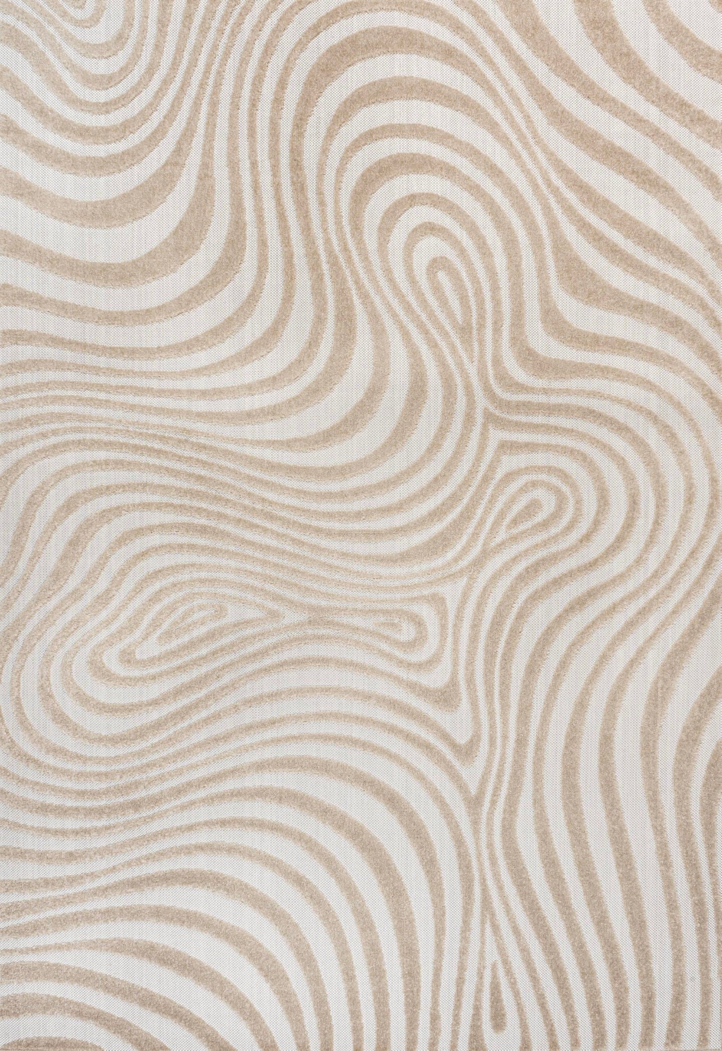 JONATHAN Y Maribo High-Low Abstract Striped Beige/Cream 3x5 Indoor/Outdoor Area Rug for Patio, Backyard, Living Room, Bedroom, Office, Hose-Washable (SCN103D-3)