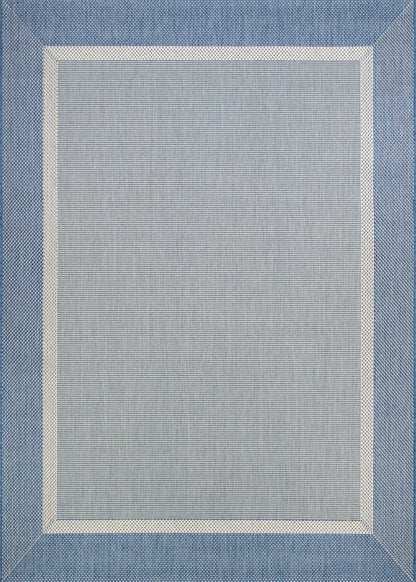 Couristan Recife Indoor Outdoor Rug - Stria Texture 7'6" x 10'9" Rectangle in Ivory and Blue, Hose Washable, Low Pile, Pet- Kid Friendly Home Decor for Living Room, Patio Furniture Set, Kitchen