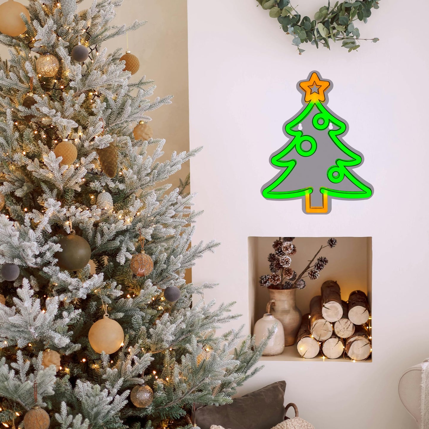 Christmas Tree Neon Signs,Adjustable Brightness Led Lights Sign Christmas Decorations,USB Powered Neon Sign for Wall Decor Xmas Gifts Home