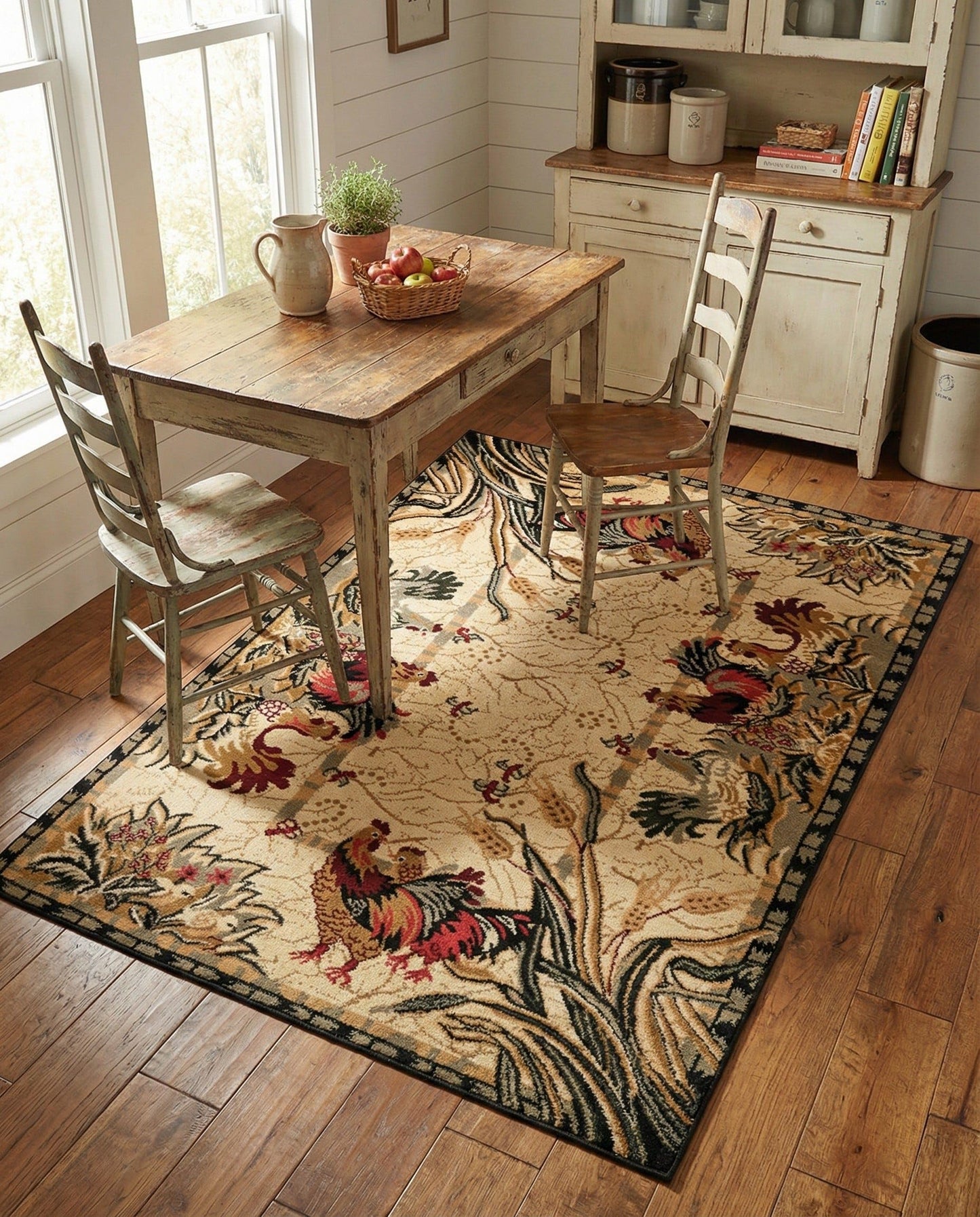Rugs.com - Pastoral Rug – 4' 1 x 6' 1 Cream Easy-Clean Stain-Resistant Rug – Rustic Country Style for Kitchens, Entryways, and Dining Rooms