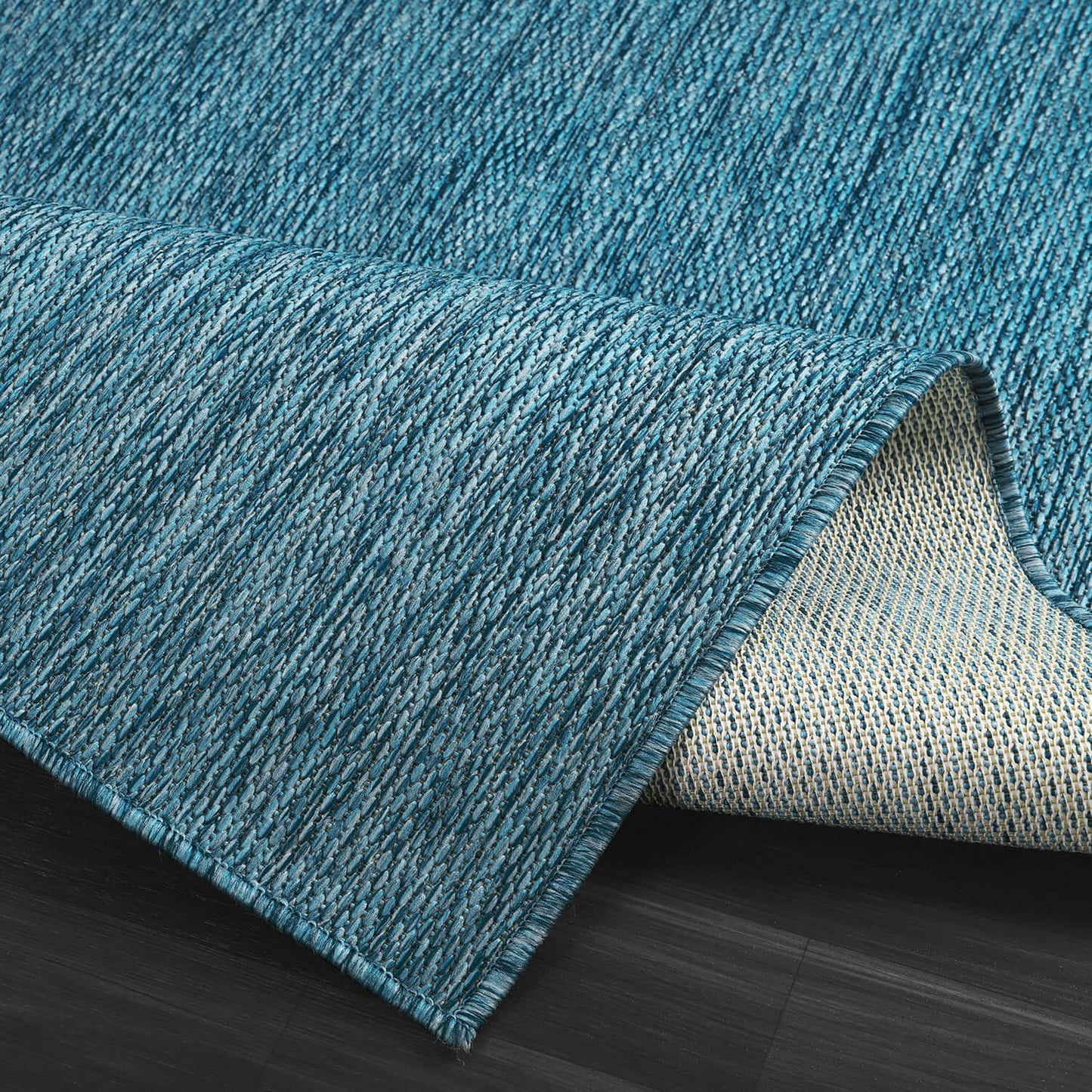 CAMILSON Outdoor Rug 8x10 Modern Area Rugs for Indoor and Outdoor Patios and Porches - Waterproof, Washable, Non-Shedding, Easy-to-Clean Outside Carpet (8 x 10, Solid - Aqua)