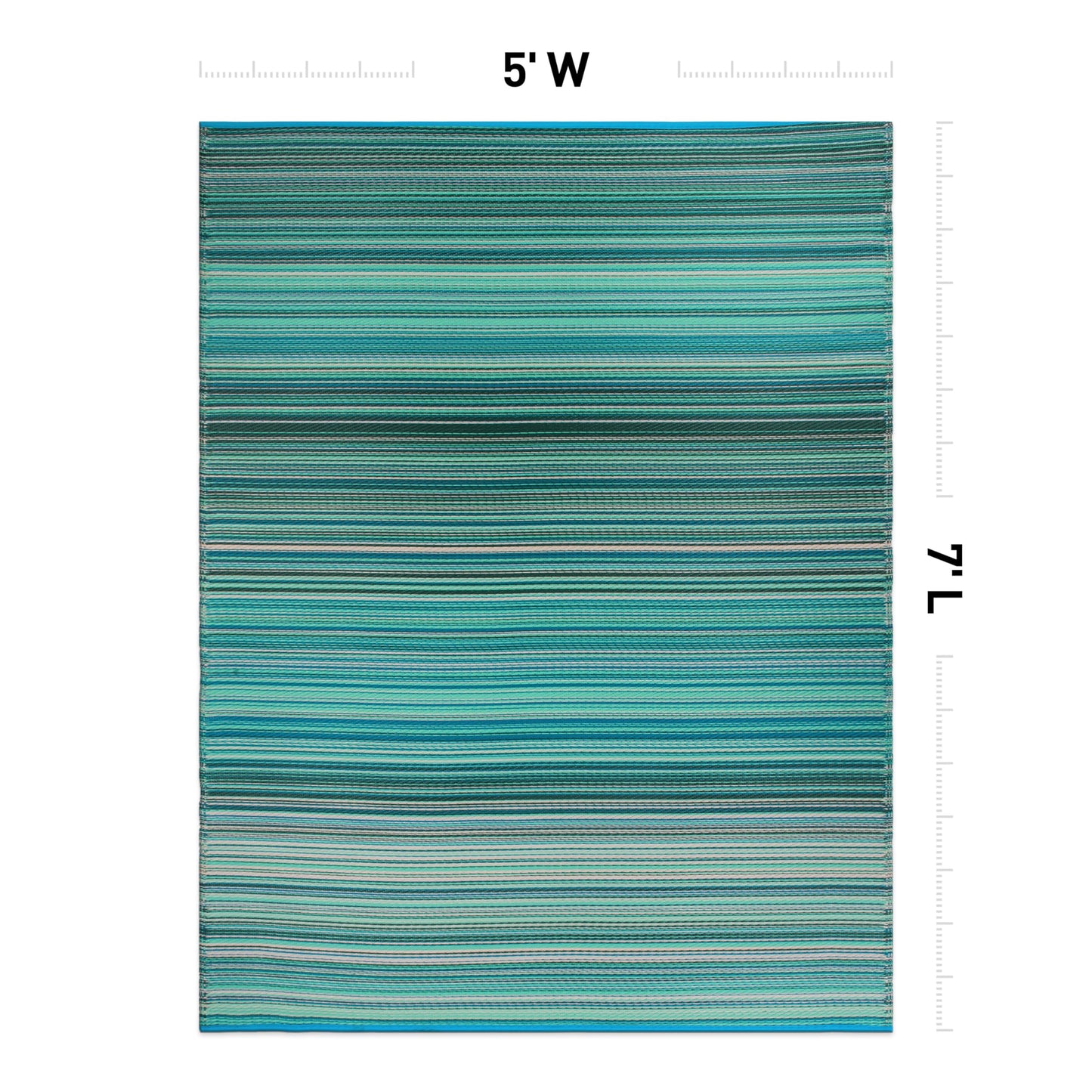 Rugshop Contemporary Stripe Reversible Crease-Free Waterproof Premium Recycled Plastic Outdoor Rugs for Patio,Backyard,RV,Deck,Picnic,Trailer,Beach,Camping Blue 5' x 7'