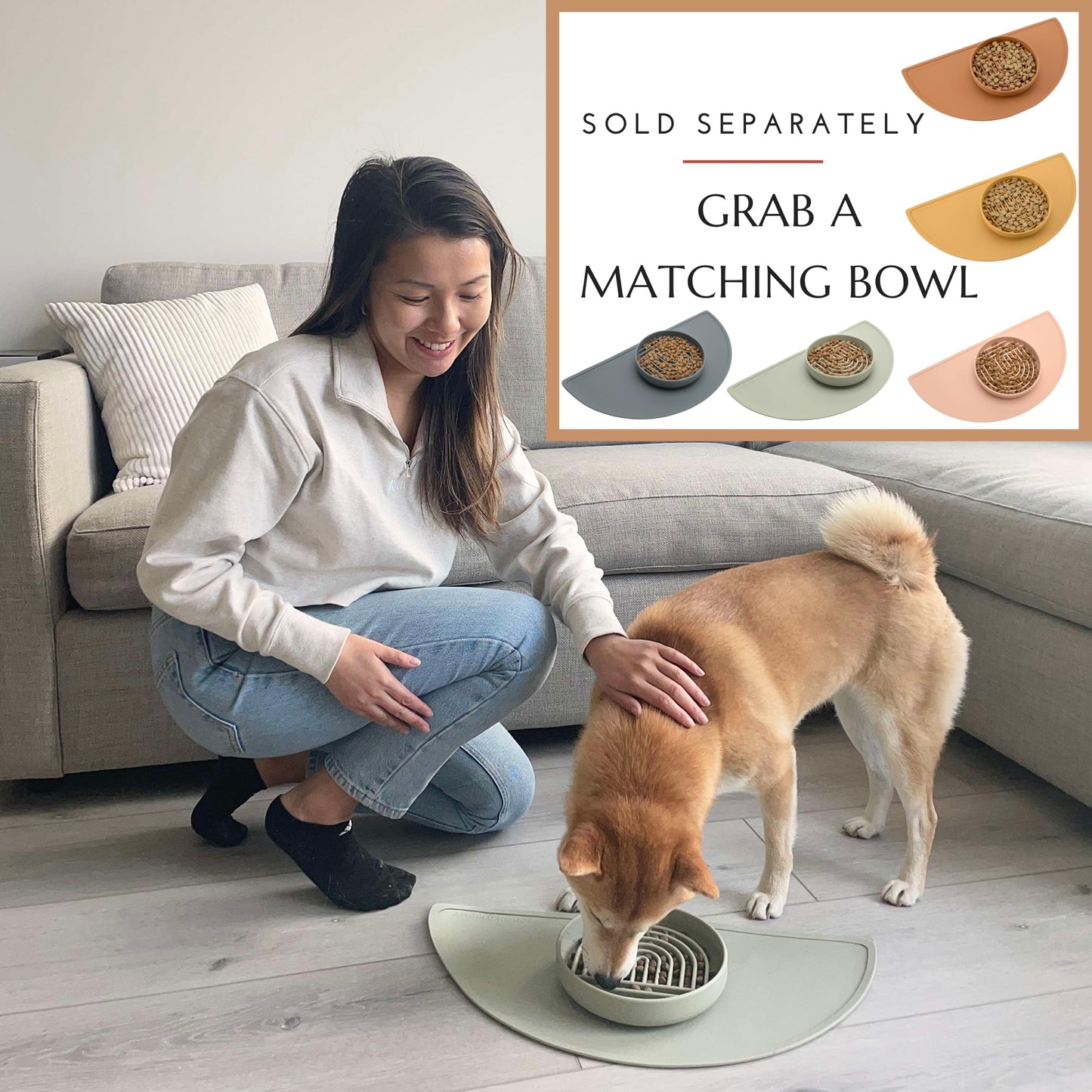 Should We Go? Waterproof Silicone Dog Food Mat – Large Size Non-Slip Pet Bowl Mat, Raised Edge Design, Easy-to-Clean Pet Food Placemat for Dog & Cat Bowls, 28" Across x 14" Deep - Blush
