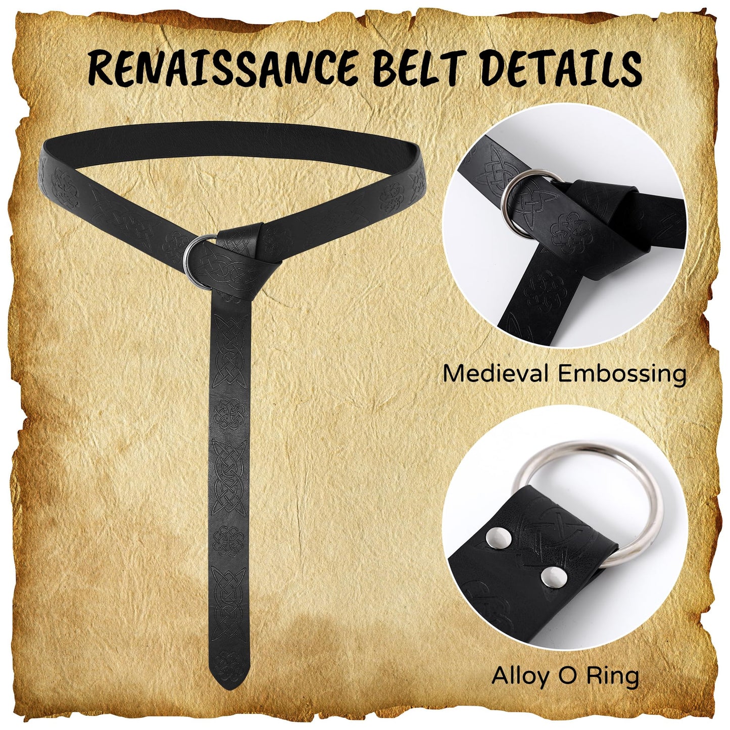WooHand Renaissance Accessories Medieval Viking Belt Pirate Faux Leather Belt Pouch Potion Bottles Skirt Hikes Ren Faire Accessories for Women Men Black