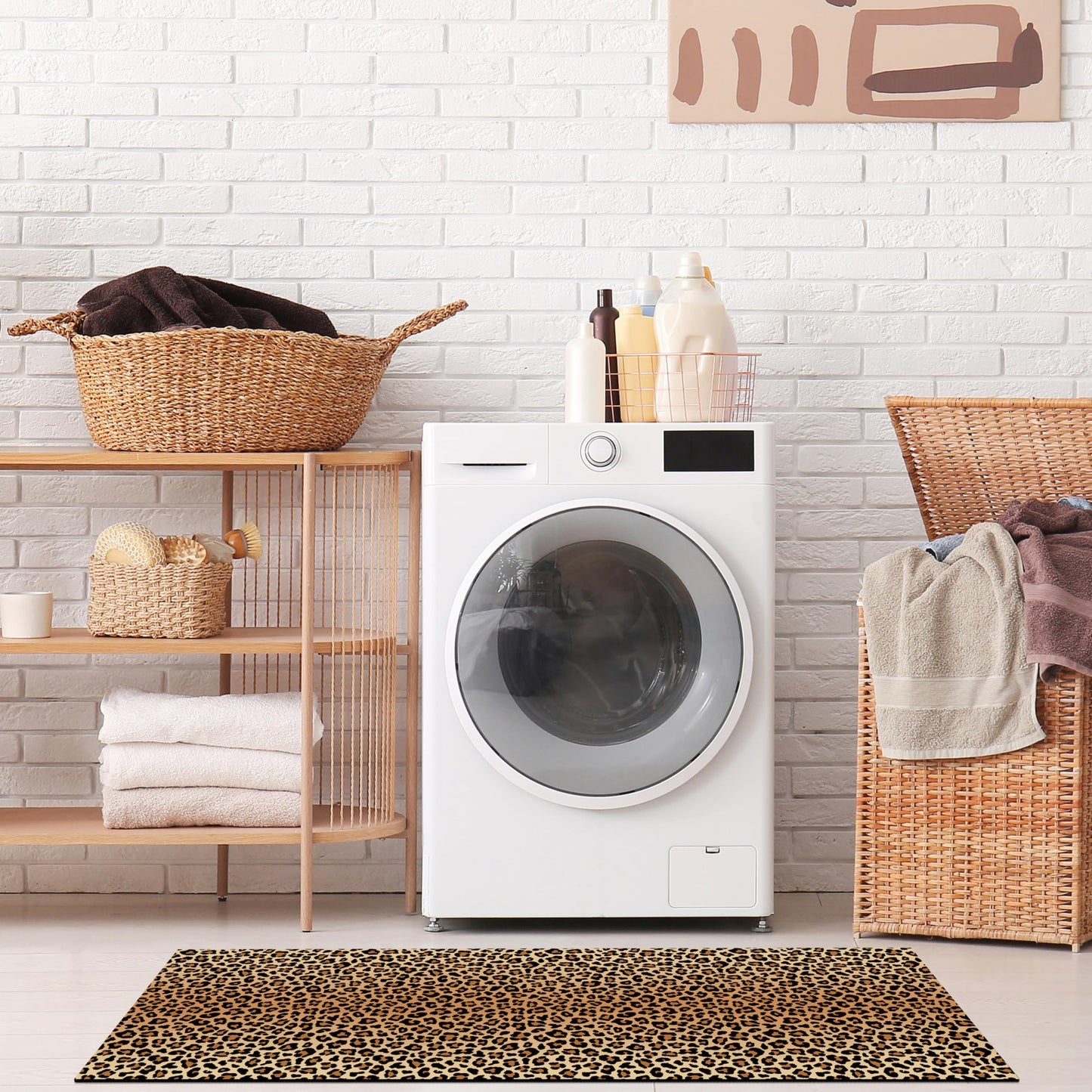 FNLNDO Leopard Bathroom Rugs 17"x 47" Long Bath Rugs Cheetah Print Bathroom Decor Non Slip Floor Mat Absorbent Quick Dry Bath Mats for Sink Shower Bathtub (17"x 47", Cheetah Print)