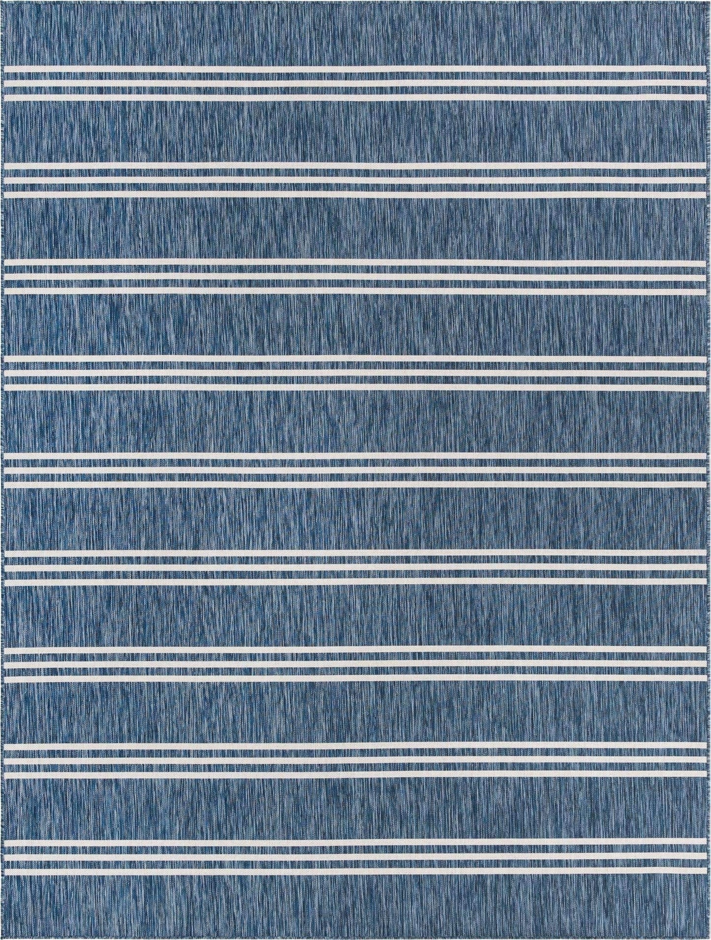 Unique Loom Outdoor Collection Area Rug - Anguilla (9' x 12' Rectangle, Blue/ Ivory)