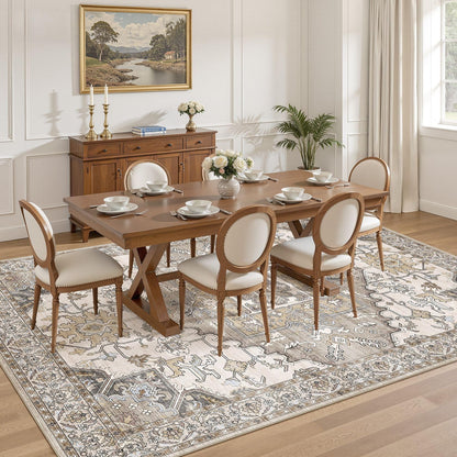 ELLIUNE 8x10 Area Rugs for Living Room: Non Slip Neutral Washable Brown Rug, Soft Stain Resistant Indoor Floor Carpets for Bedroom Dining Decor Farmhouse Home Office Kid & Pet Friendly