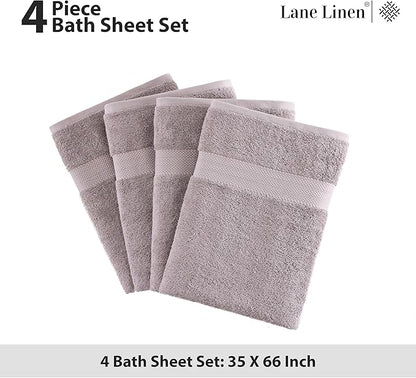 LANE LINEN 100% Mercerized Cotton Bath Sheets Set of 4