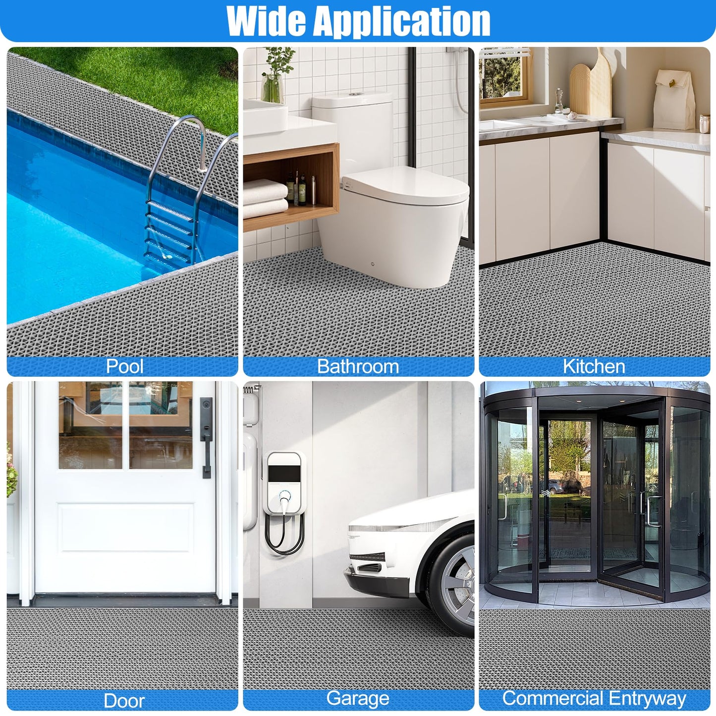 Drainage Mat Roll, Non Slip PVC Pool Floor Mat for Wet Area Outdoor Indoor