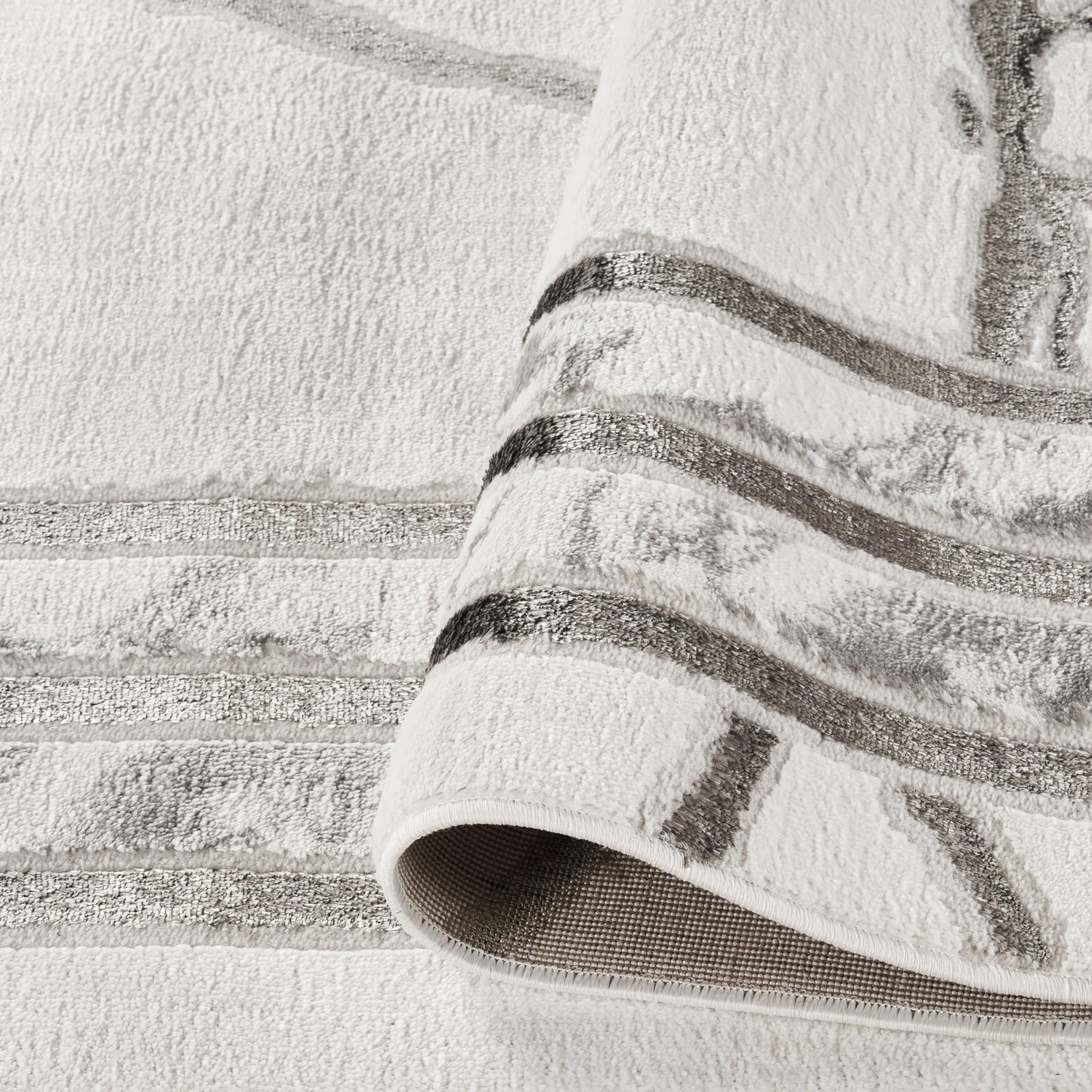 GLORY RUGS Area Rugs Marble 5x7 Cream Silver Border Carpet Elegant Modern Abstract Rug Living Room Dining Bedroom Rug