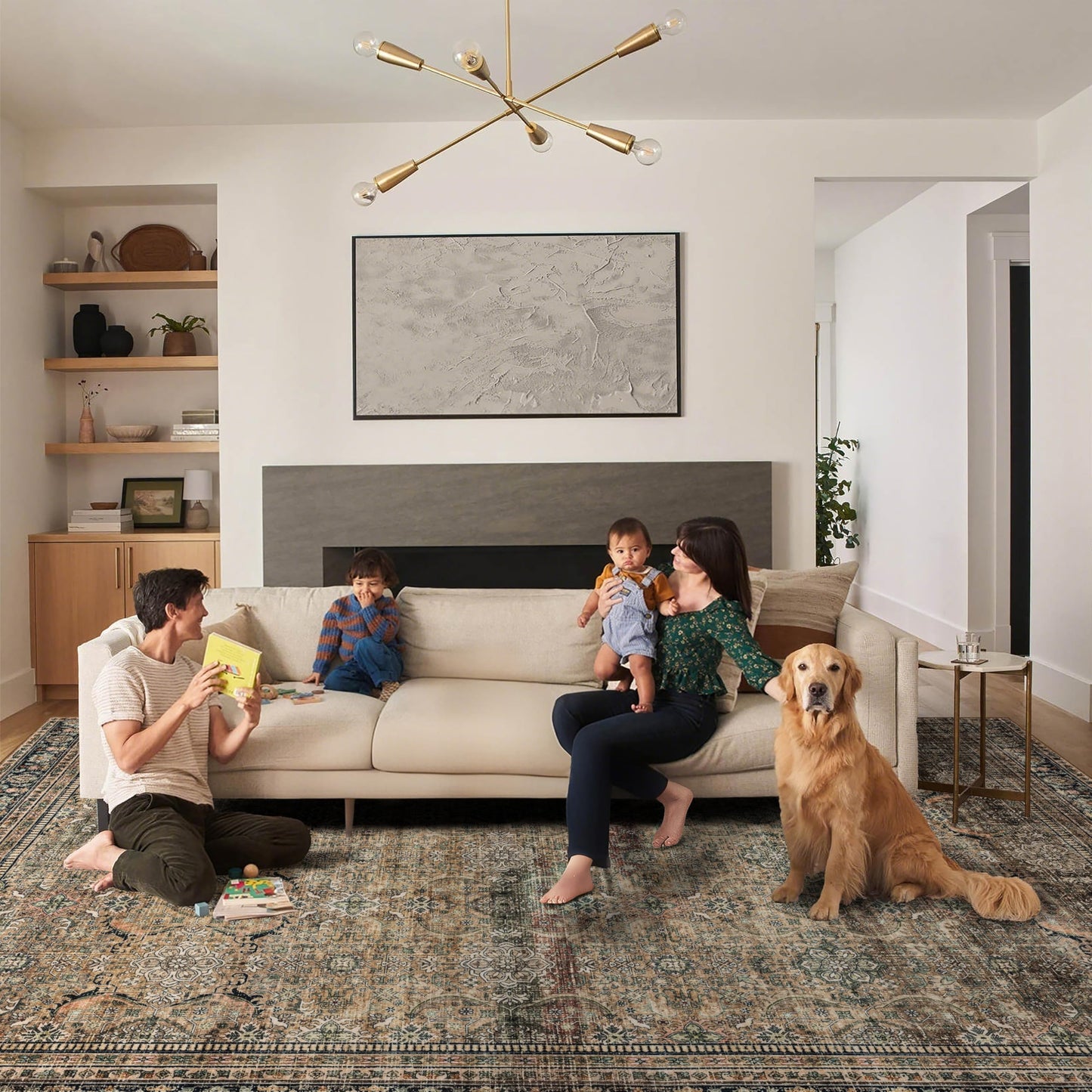 Ruaruarug Washable Area Rug 8x10 for Living Room, Bedroom, Ultra Soft Non Slip Stain & Fade Resistant, Pet & Kids Friendly, Suitable for High Traffic Areas Easy to Clean, Vintage Brown