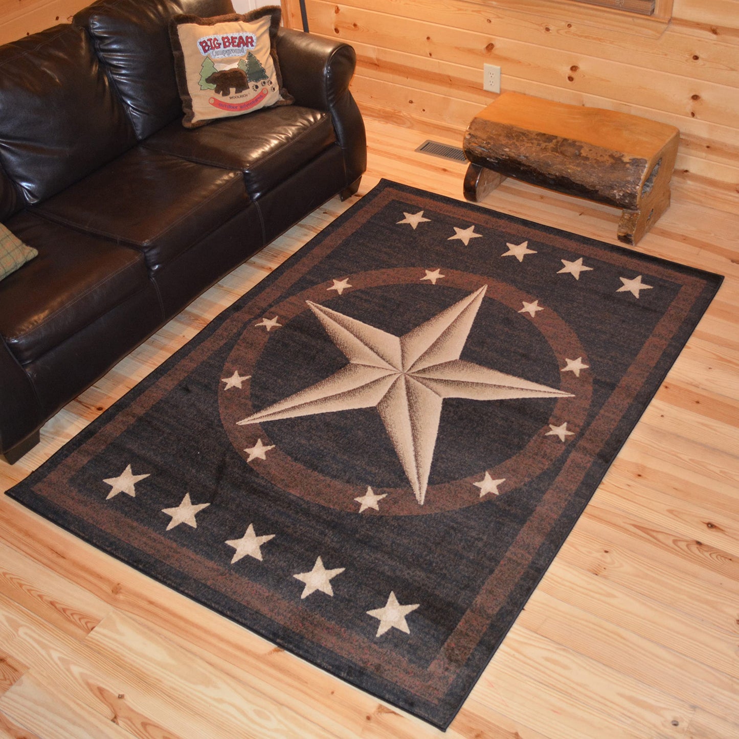 Rustic Lodge Texas Star 3683 2'3"x3'3" Black Area Rug