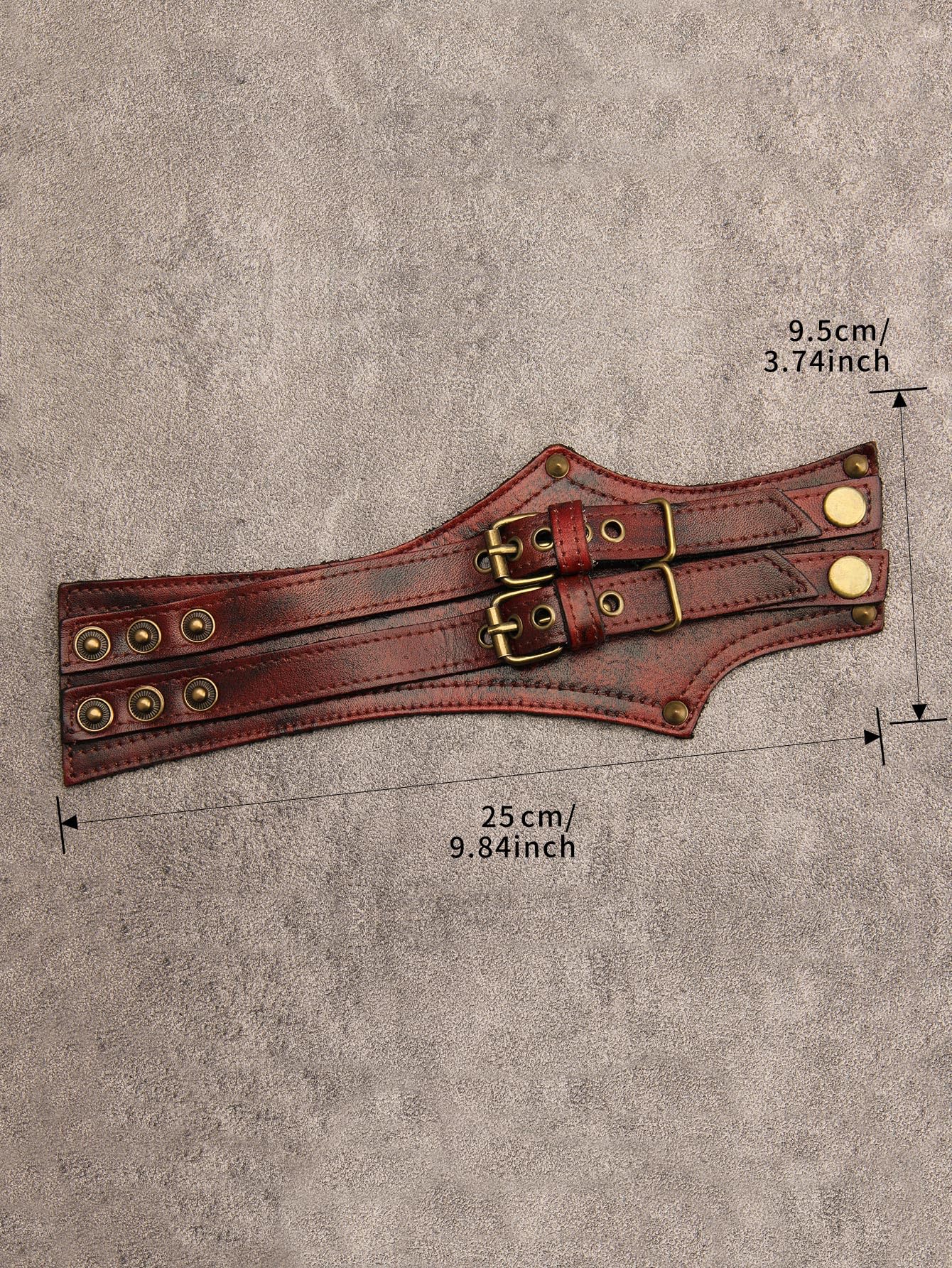 GelConnie Mens Leather Cuff Bracelet Wide Punk Rock Wristband Studded Bracelet Red Adjustable Leather Arm Band