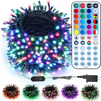 Brizled RGB Christmas Lights, 164ft 500 LED Color Changing String Lights, Dimmable Christmas Tree Light, Indoor Multifunctional Fairy Light with Remote for Outdoor Independence Day Xmas Party Decor