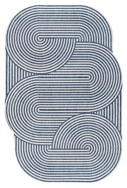JONATHAN Y Geometric Arch Stripe Indoor Outdoor Area Rug 9X12 Cream/Navy, Margot Modern for Backyard, Patio, Porch, Easy-Cleaning, High Traffic, Pet-Friendly, Non-Shedding (SHP201C-9)